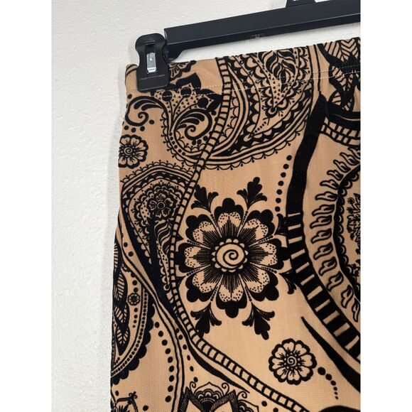 Shein Womens Beige Black Velvet Burnout Maxi Skirt Sz M Whimsigoth Gothic - Picture 2 of 7